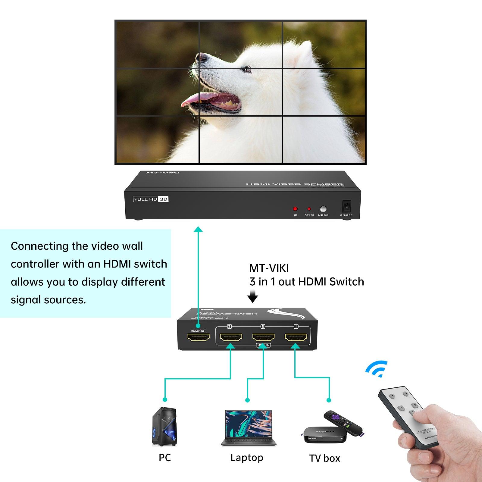 Video Wall Controller 3x3, HDMI Video Wall Support UHD 4K for 9 TV Splicing Display（HD0109C） - MT-VIKI
