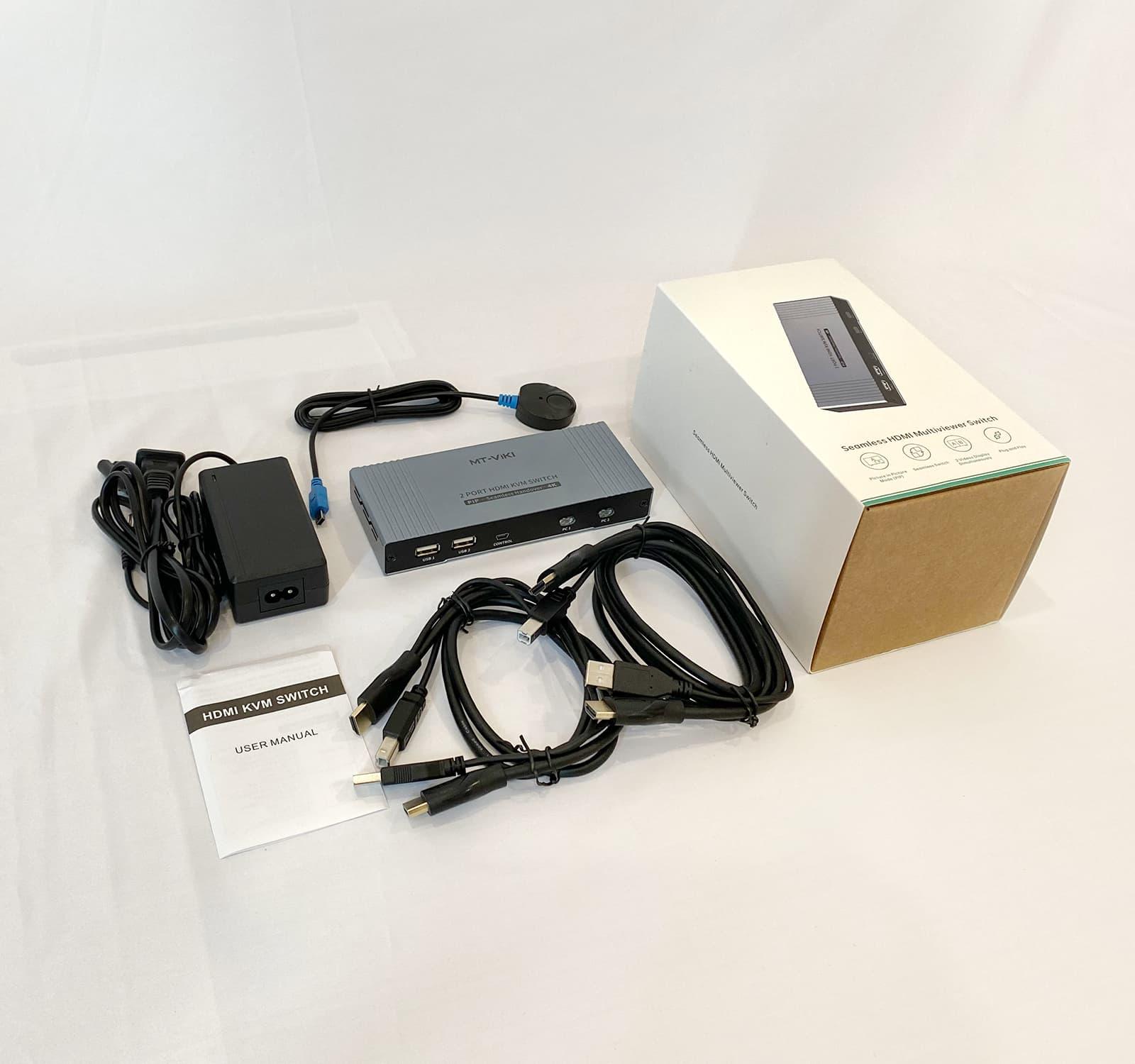 Seamless 2-Port HDMI KVM Switch with PIP, Hotkey Switching, and 4K@30Hz（HK201W） - MT-VIKI