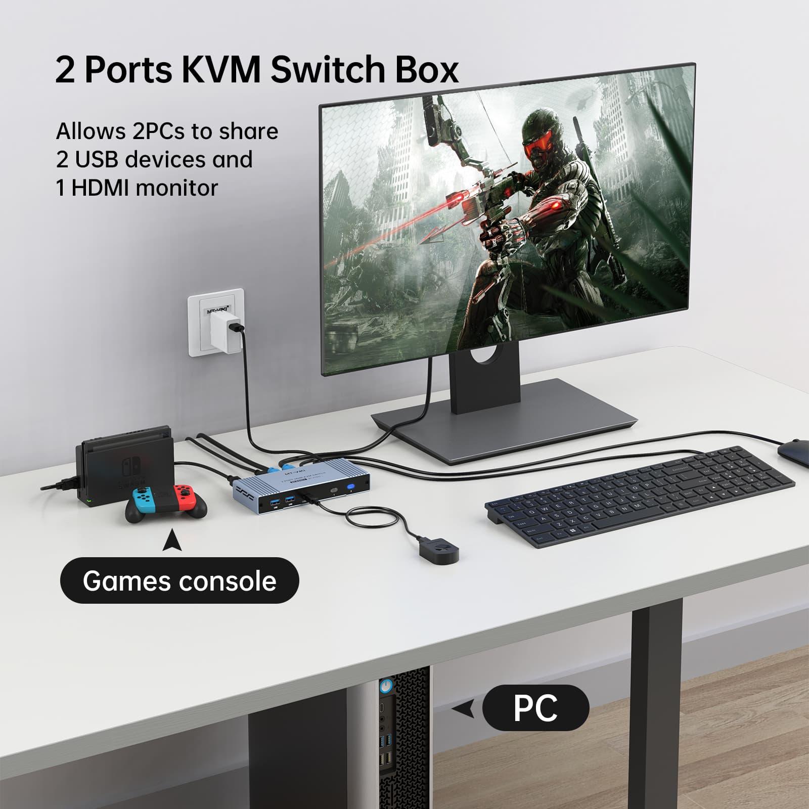 Seamless 8K 60hz HDMI KVM Switch 4 Port with 2 USB 3.0 Ports & Aluminum（KH802） - MT-VIKI