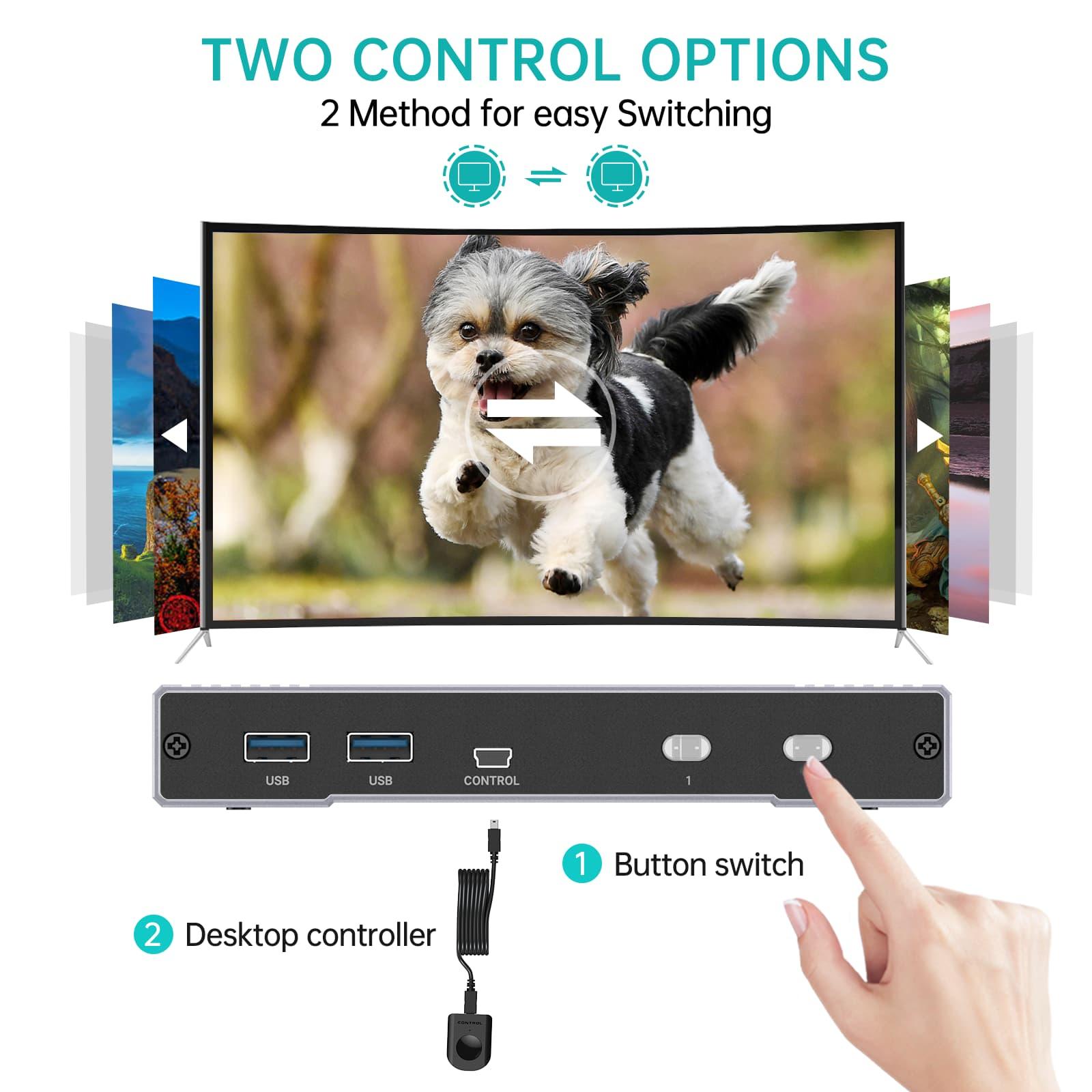 Seamless 8K 60hz HDMI KVM Switch 4 Port with 2 USB 3.0 Ports & Aluminum（KH802） - MT-VIKI