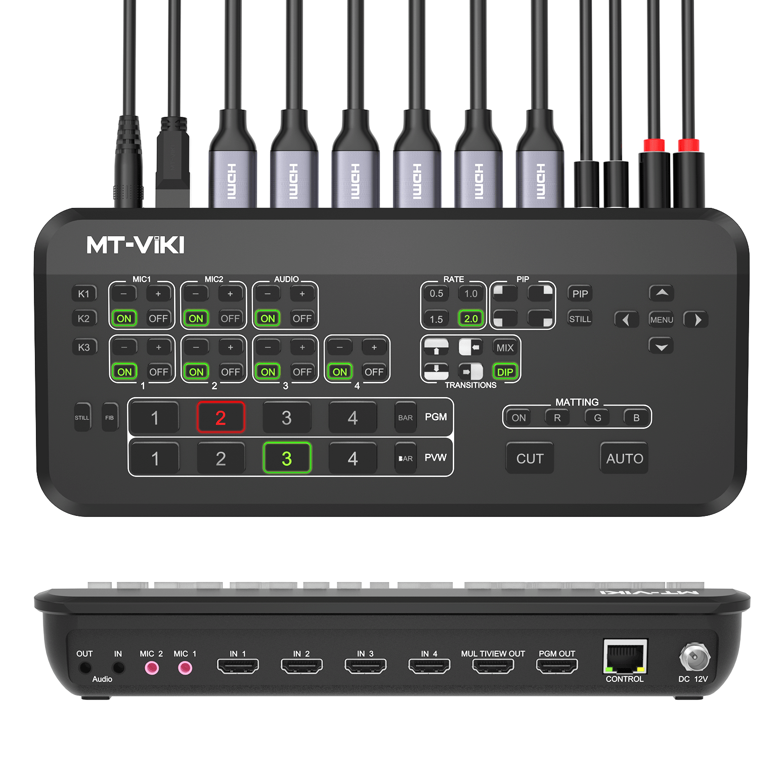 HDMI Live Stream Switcher, Video Mixer Switch with Multi-view Preview Output & Audio Mixer（L4UHD） - MT-VIKI