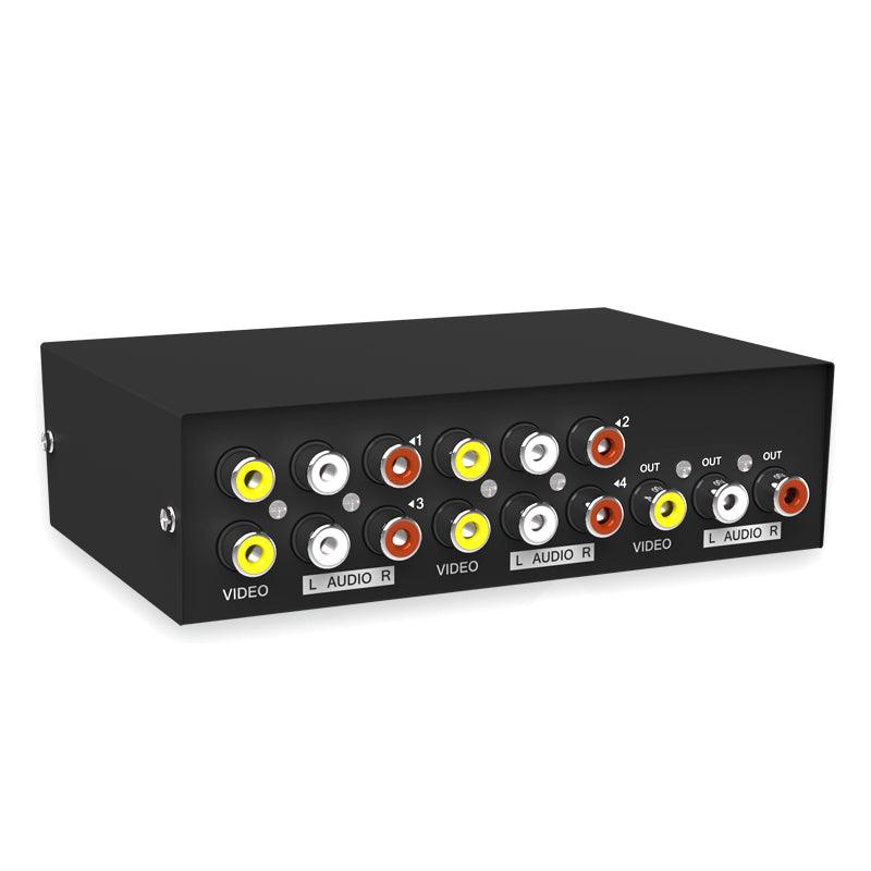4 Way AV RCA Switch, 4 in 1 Out Composite Video L/R Audio Switcher Selector Box（431AV） - MT-VIKI