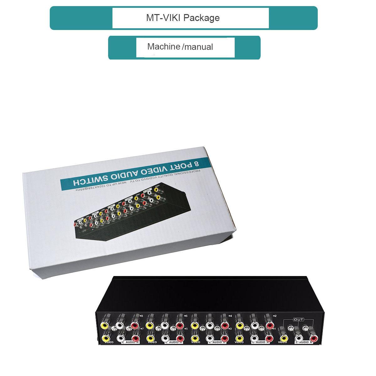 8 Way AV RCA Switch, 8 in 1 Out Composite Video L/R Audio Switcher Selector Box（831AV） - MT-VIKI