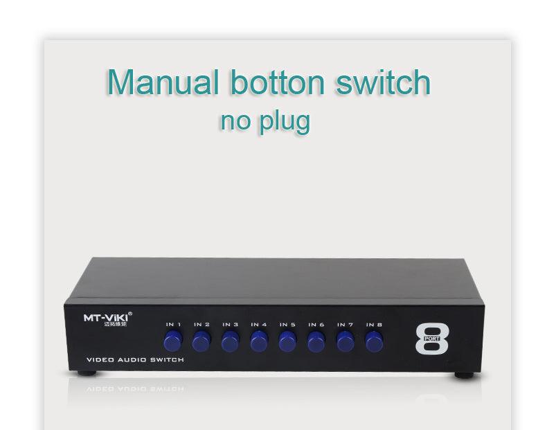 8 Way AV RCA Switch, 8 in 1 Out Composite Video L/R Audio Switcher Selector Box（831AV） - MT-VIKI