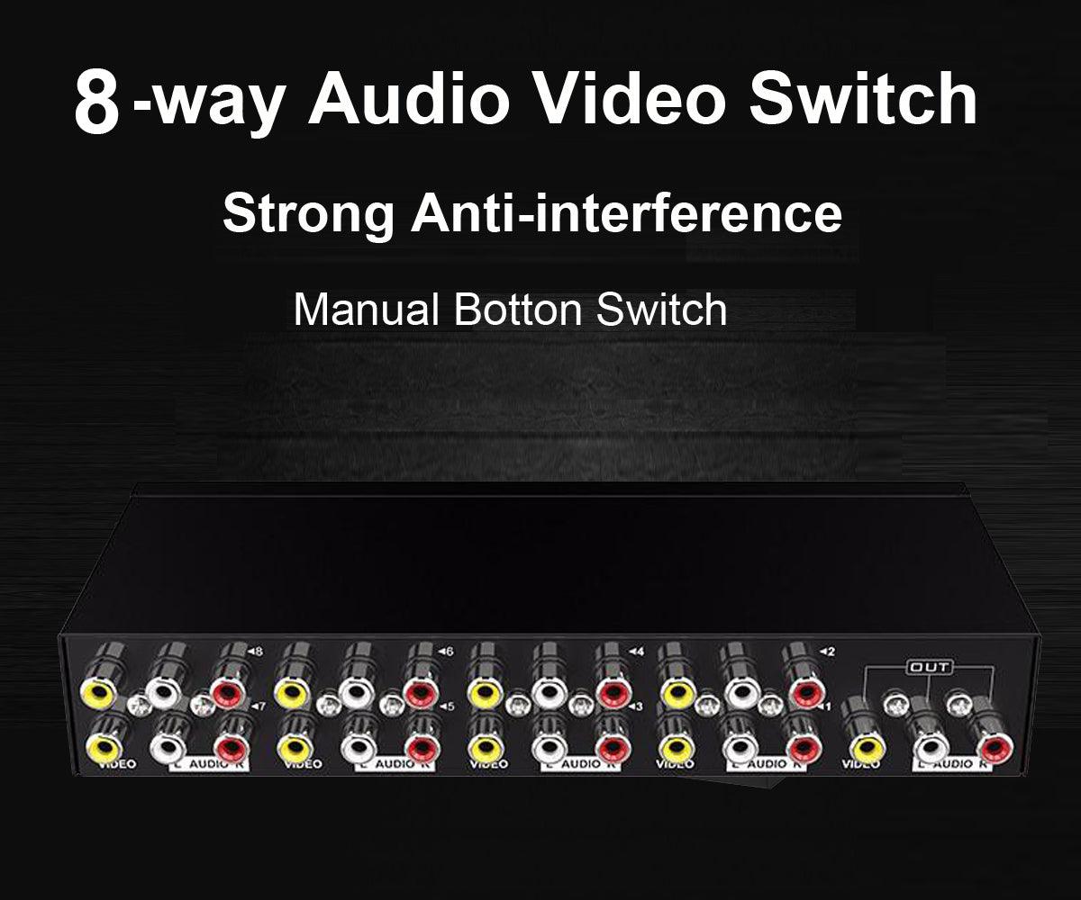 8 Way AV RCA Switch, 8 in 1 Out Composite Video L/R Audio Switcher Selector Box（831AV） - MT-VIKI