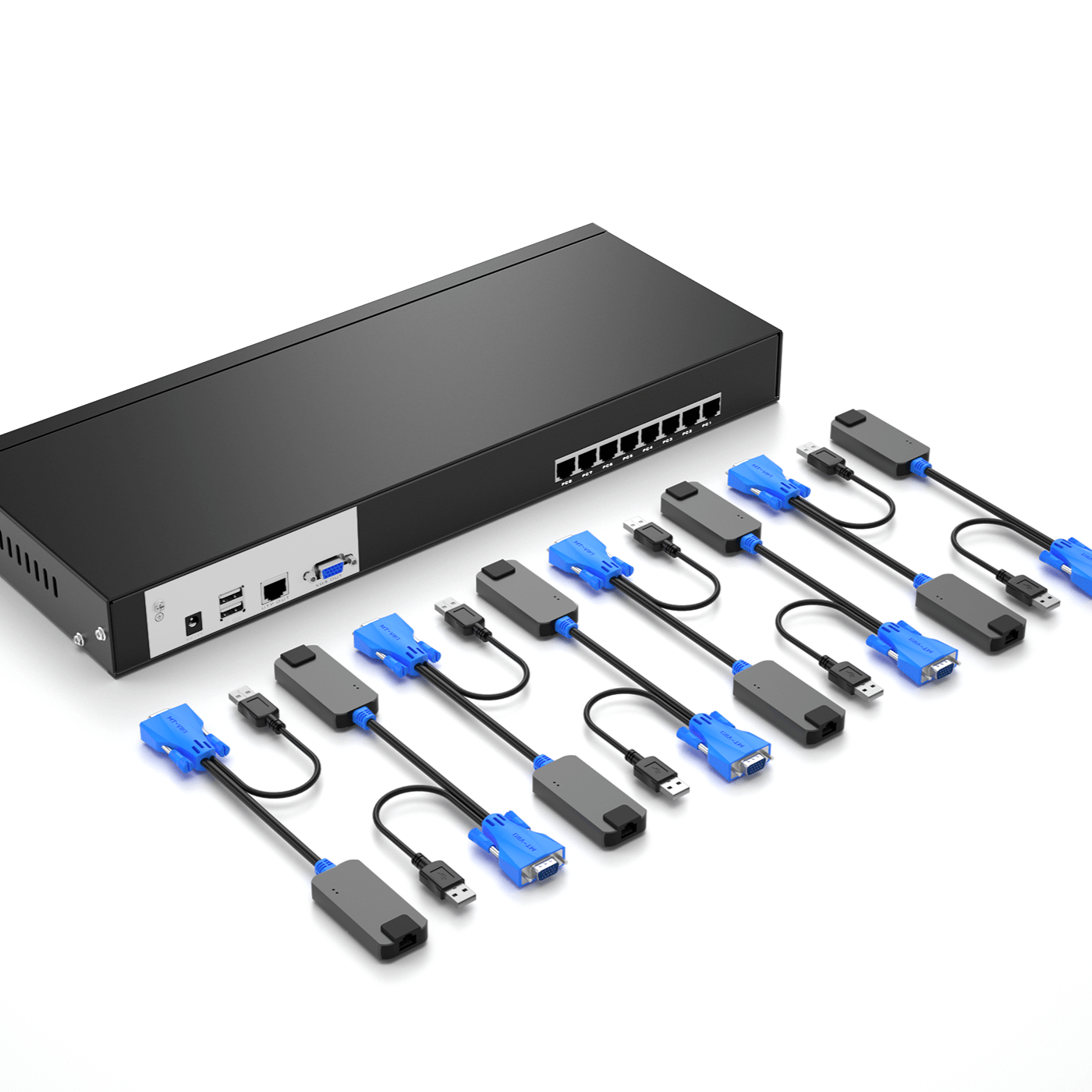 8 port USB VGA KVM Switch over Cat6 + USB VGA to RJ45 Adapter（9108MS） - MT-VIKI