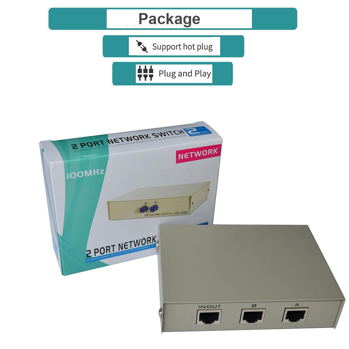 NetSwitch 2x1 RJ45 Ethernet Switch, 10M-1000M Auto-Sensing（RJ45-2） - MT-VIKI