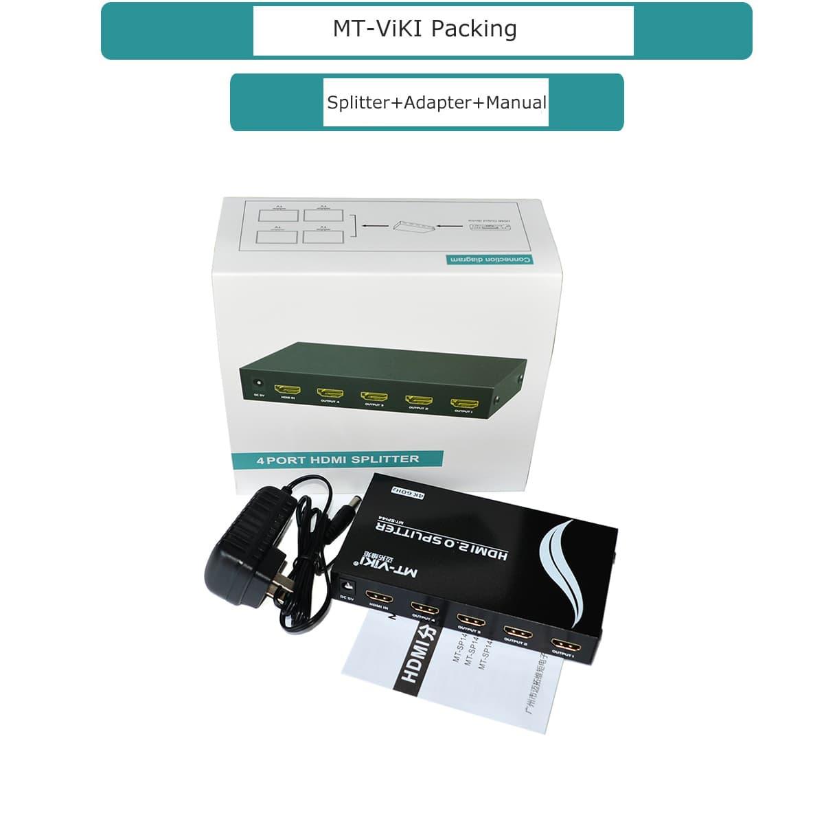 HDMI Splitter 4K@60Hz, HDMI Splitter 1 in 4 Out, RGB 4:4:4, HDMI2.0b, HDCP2.2（SP144） - MT-VIKI