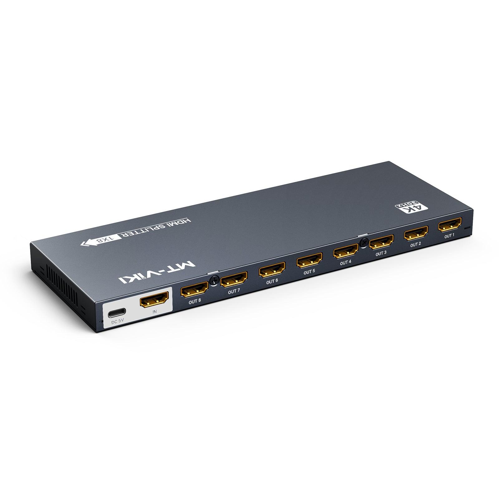 4K HDMI Splitter 1 in 8 Out, MT-VIKI Slim USB C Powered HDMI Splitter 1x8（SP108-B） - MT-VIKI