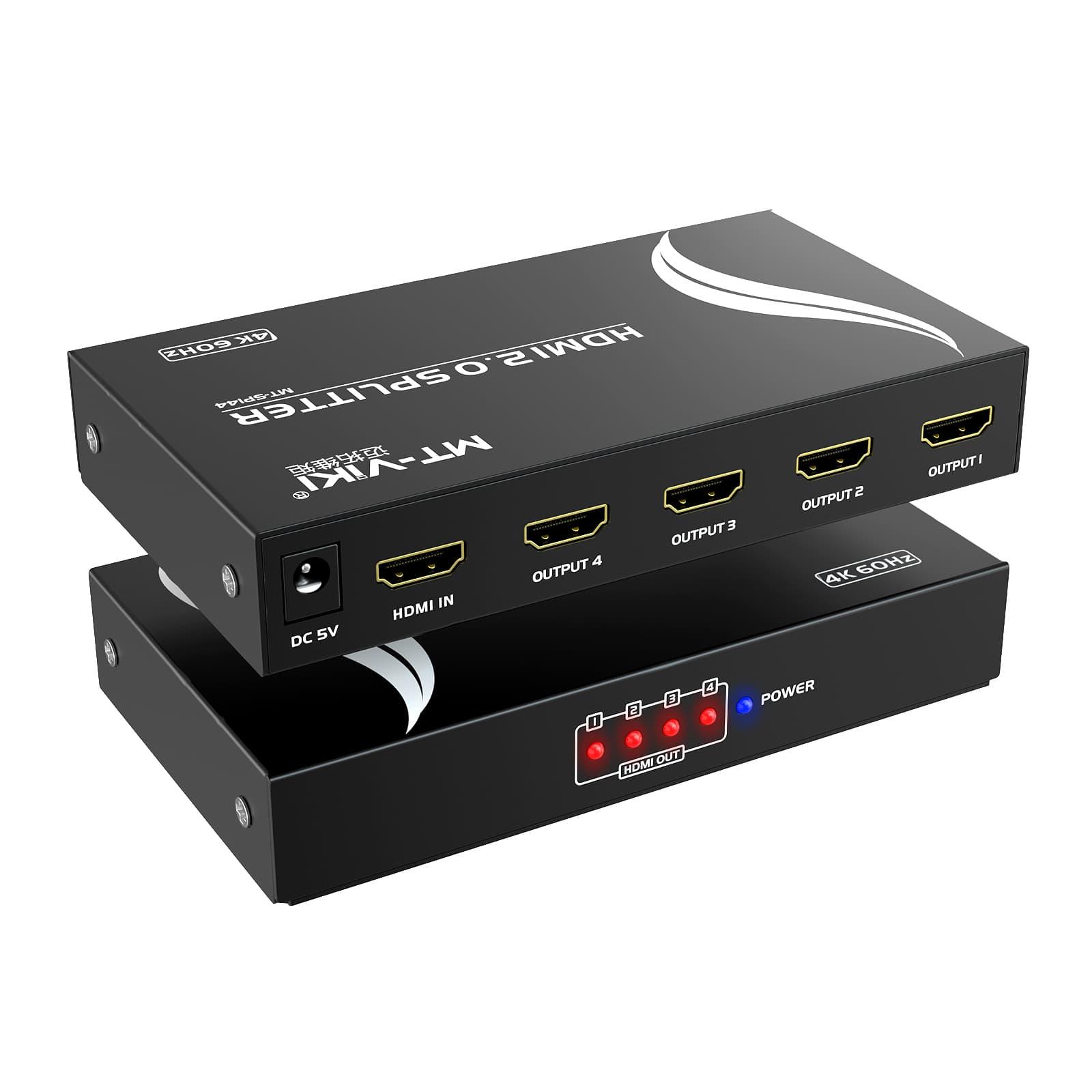 HDMI Splitter 4K@60Hz, HDMI Splitter 1 in 4 Out, RGB 4:4:4, HDMI2.0b, HDCP2.2（SP144） - MT-VIKI