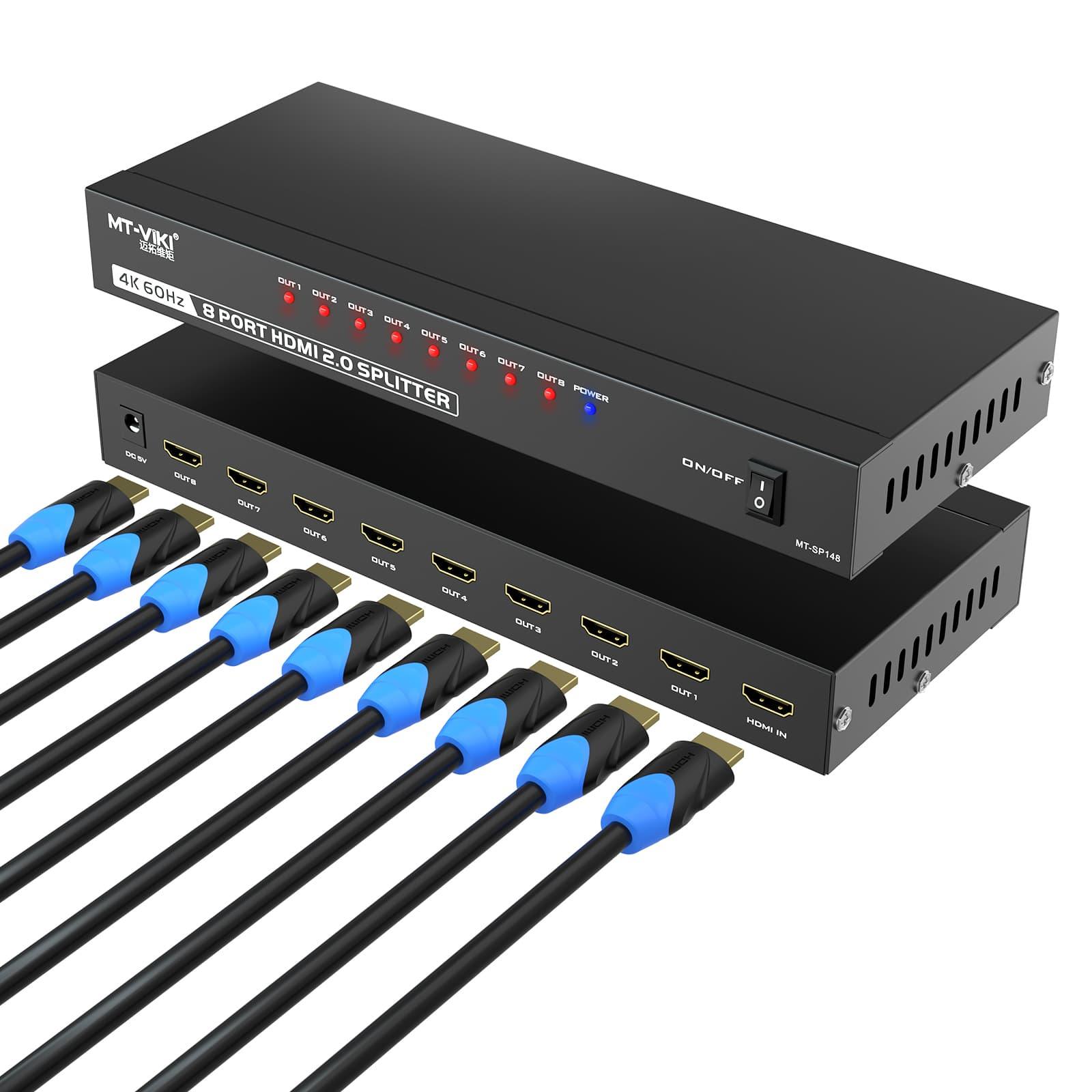 Splitter 4K@60Hz, HDMI Splitter 1 in 8 Out, RGB 4:4:4, HDMI2.0b, HDCP2.2（SP148） - MT-VIKI