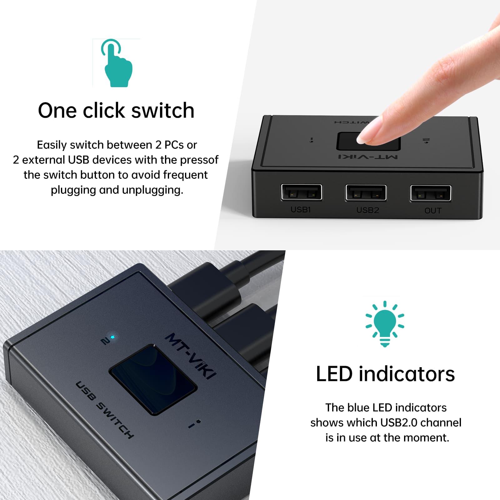 USB SwitchPro 2x1/1x2 2.0 Bidirectional Switch（SU202） - MT-VIKI