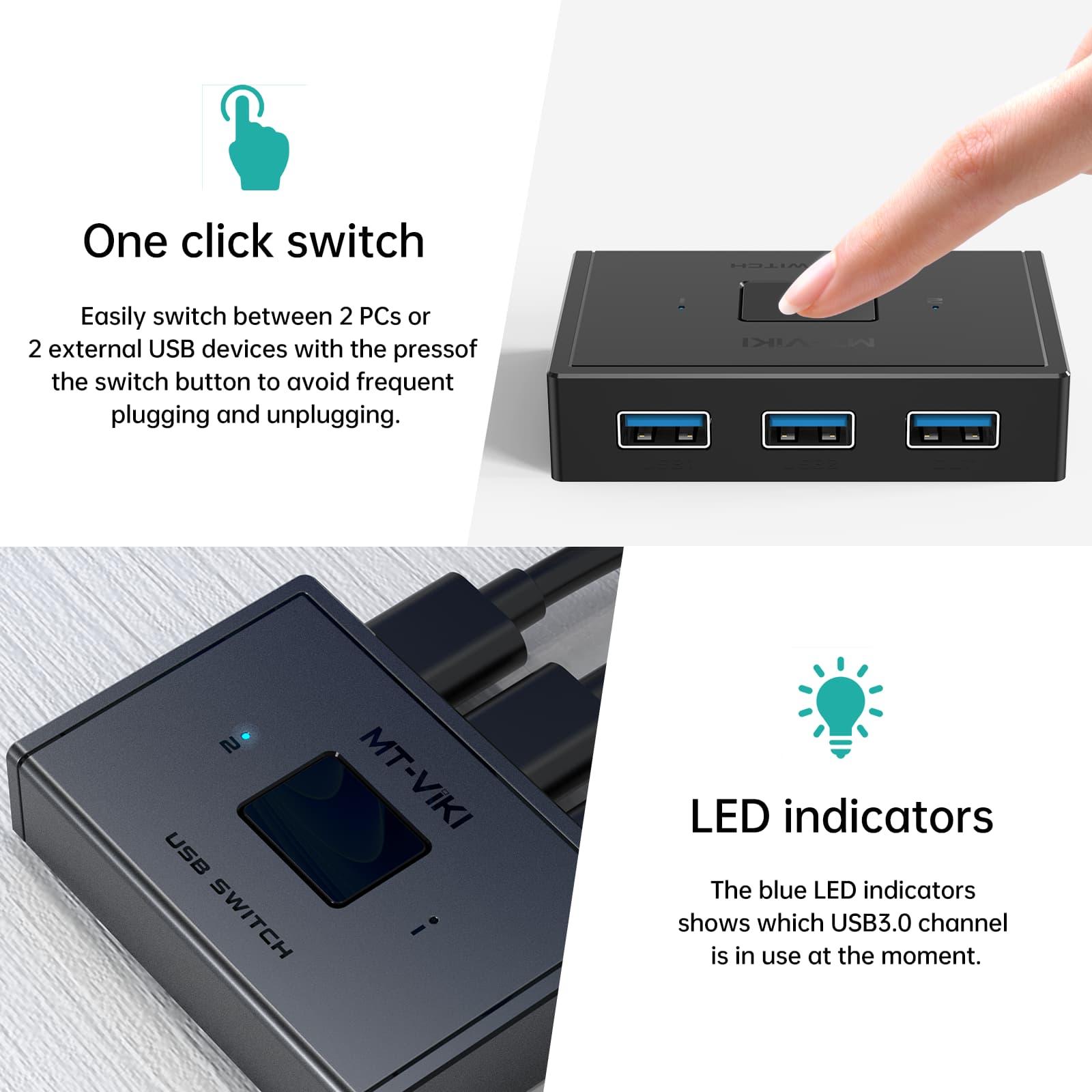USB3.0 SwitchPro 2x1/1x2 3.0 Bidirectional Switch（SU302） - MT-VIKI
